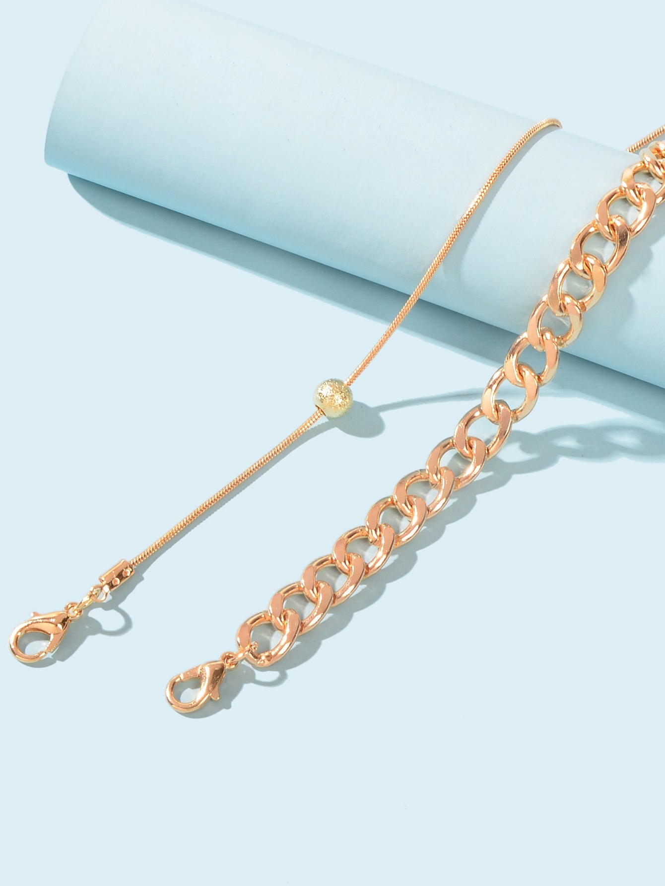 2 pcs Gold Cuban Link Layered Anklets Women Boho Beach Foot Jewellery Party Gift-2