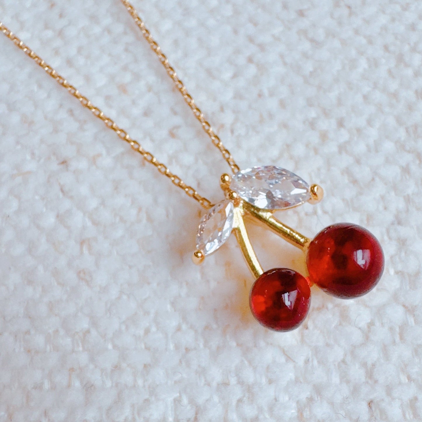 Jewel Cherry Pendant Necklace-1